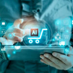 Marketing concept with artificial intelligence, new market research paradigms, business development system with ai. Modern digital technology to sell with AI.