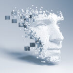 Abstract digital human face.  Artificial intelligence concept of