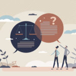 Legal advice and consultation about law or civil rights tiny person concept. Lawyer or notary agreement document judicial explanation with authority guide vector illustration. Deal justice consulting.