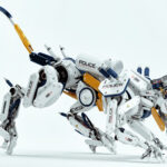 Futuristic robotic panther acting as a cop. White police panther